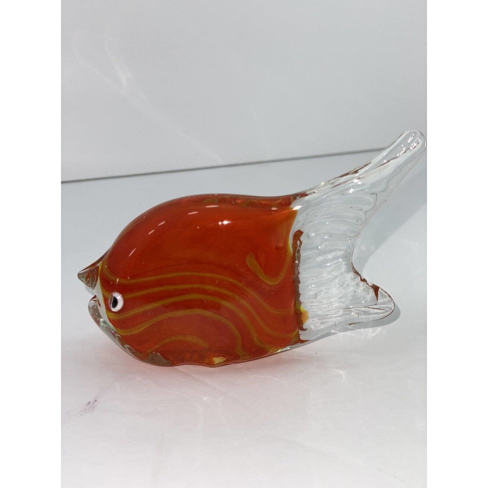 Art Glass Orange/Yellow 4” Fish